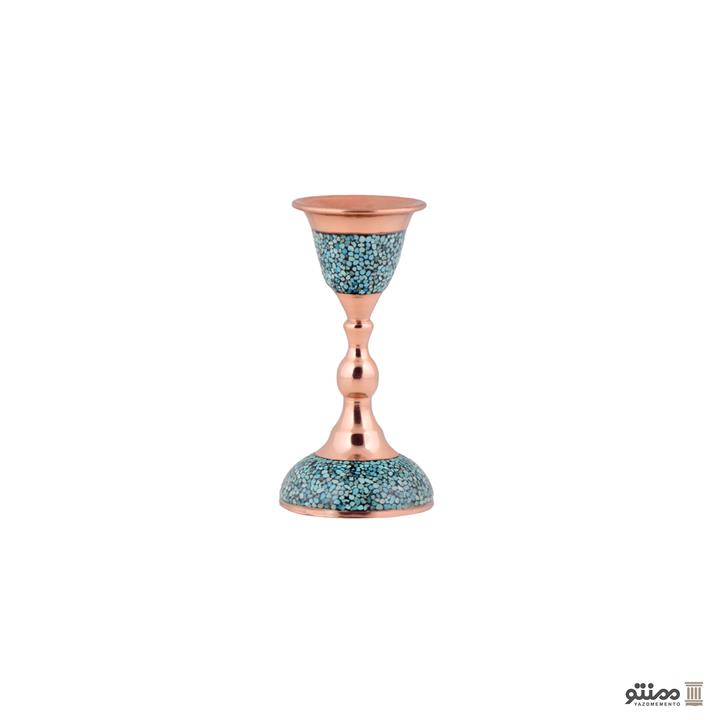 شمعدان فیروزه کوبی آقاجانی سایز متوسط ارتفاع ۱۵